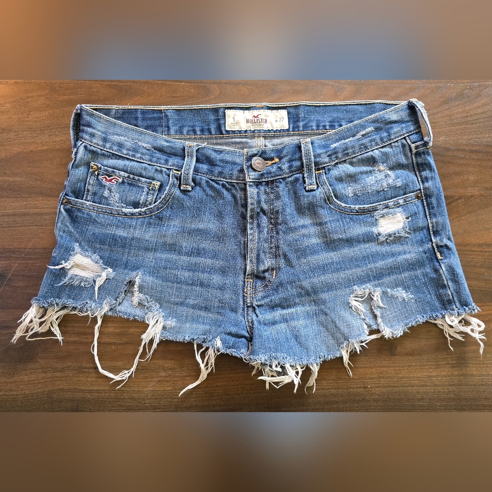 Hollister Blue Distressed/Destroyed Denim Shorts